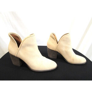 Lucky Brand Solid Beige Snake Print Leather Slip On Booties Women 8.5 M